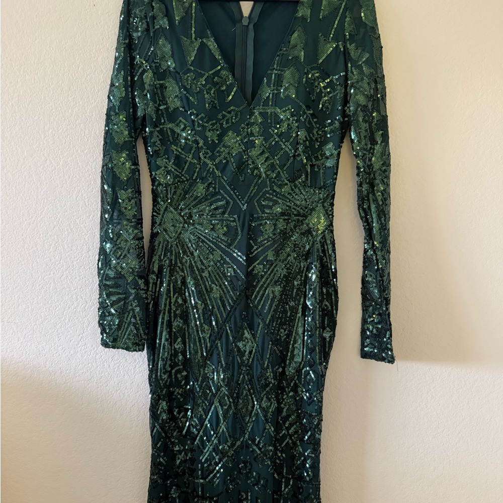 Soieblu Emerald Green Gatsby Sequin Evening Dress